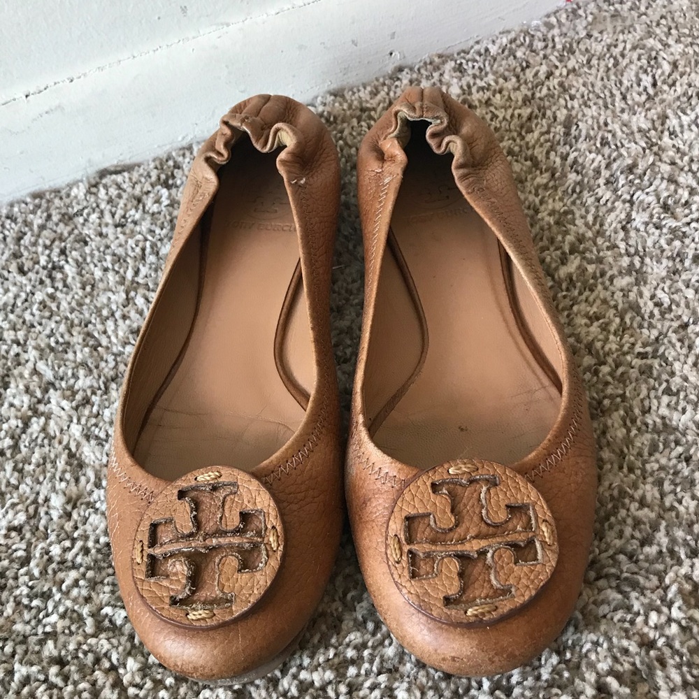 Tory Burch Reva brown leather ballet flats 8.5 - Picture 2 of 8